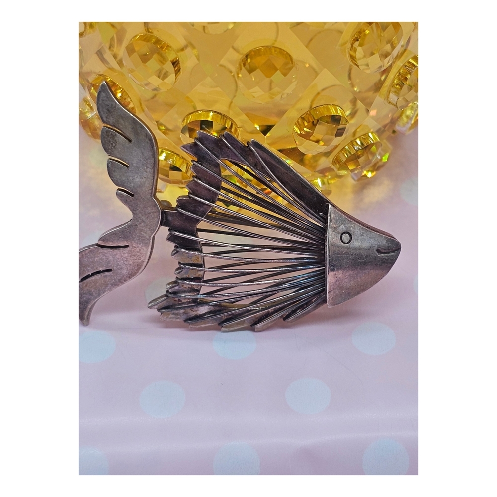 Taxco Sterling Silver 925 Fish Brooch with Sculpted Fins